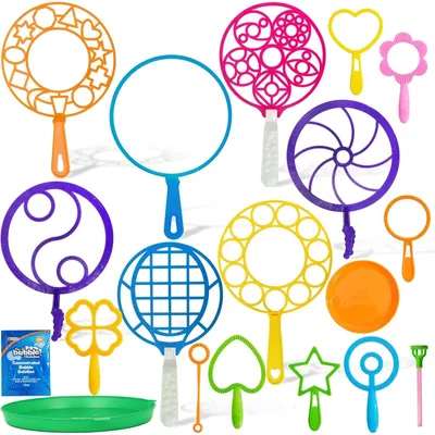 Produktbild von Riesenseifenblasen-Set - 8 Große Seifenblasenstäbe - 8-teilig - Mit Separater Schale - Für Draußen - Partygeschenke