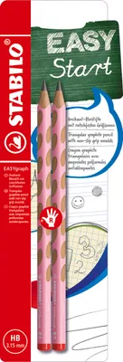 Obrázok produktu pre Ergonomická trojhranná ceruzka pre pravákov - STABILO EASYgraph v pastelovej ružovej farbe - balenie 2 ks - tvrdosť HB