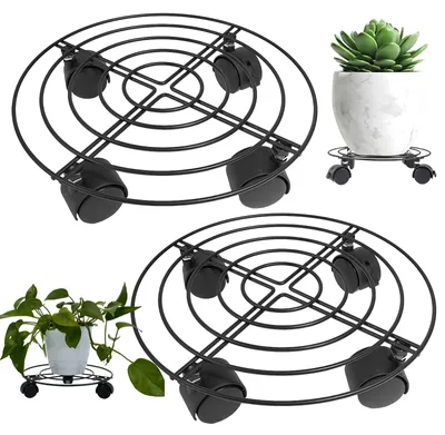 Obrázok produktu pre Omgoods – Valček na rastliny s otočnými kolieskami o 360°, priemer 32 cm