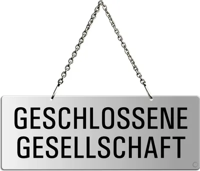 Produktbild von Hängeschild Geschlossene-Gesellschaft l Text einseitig l 175x65 mm