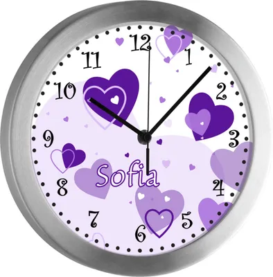 Produktbild von Kinderzimmer Funkwanduhr, Funkuhr Wanduhr Kinder, Herz lila 25 cm
