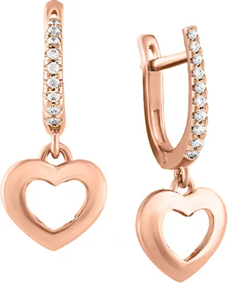 Produktbild von Ohrhänger "Herz" aus 585 Rotgold mit Zirkonia, Goldschmuck für Damen