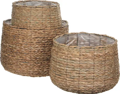 Produktbild von Mica Decorations Avalon Pflanzenkorb - 3er-Set - H32 x Ø44 cm - Seegras - Hellbraun