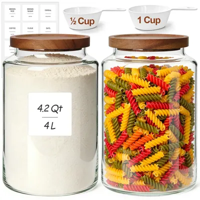 Vorratsdosen Glas 2er Set 3,9 L mit Akazienholzdeckel