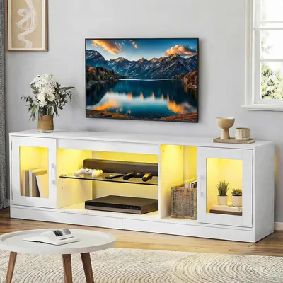Image de Meuble TV de 180 cm avec LED RGB - Meuble bas moderne pour le salon