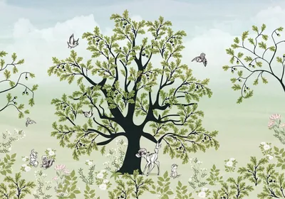 Zdjęcie produktu dla Disney fototapeta przyjaciele z lasu Bambi zielonym - 612790 - 4 x 2,50 m