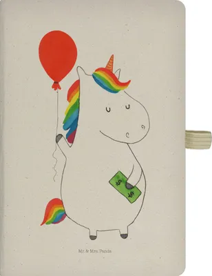 Produktbild von Mr. & Mrs. Panda notizbuch Einhorn Luftballon - Transparent - Geschenk, Adressbuch, Journal, Unicorn, Einhörner, Notizheft, Geld, Kladde, Tagebuch