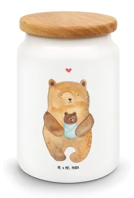 Produktbild von Mr. & Mrs. Panda Dose Bär Baby - Weiß - Geschenk, aufbewahrungsbehälter, Geburt, Mutter, Eltern, Geburtstag, Keksdose, Frischhaltedose, Vorratsbehälter, behälter