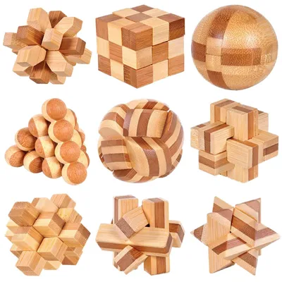Obrázok produktu pre Omgoods – Súprava 9 drevených logických hádankách pre dospelých a deti