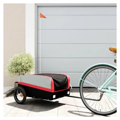 Produktbild von Fahrradanhänger Lastenanhänger Transportanhänger Transportkiste Transportbox Schwarz und Rot 30 kg Eisen