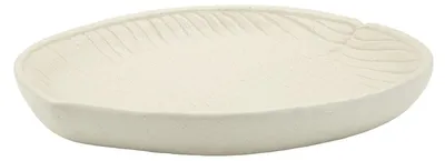 Produktbild von Stons Tablett aus cremefarbenem Kunstharz mit Blattgravur 33x29 cm