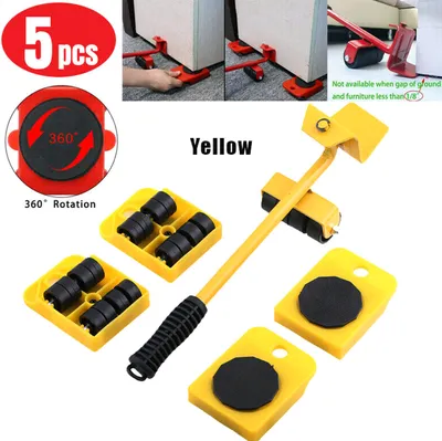 Image de 5PCS Système de déplacement de meubles lourds Outil de levage 4 roues à patins Déménagement facile