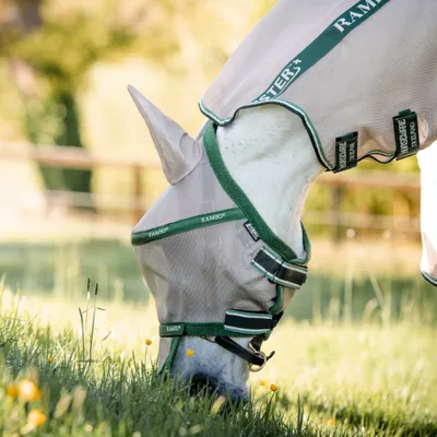 Produktbild von Horseware Rambo Plus Fly Mask Untreated, Größe:VB, Farbe:oatmeal/green
