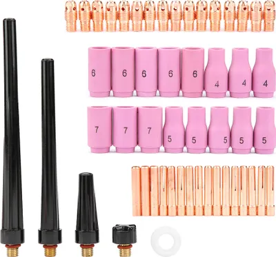 Zdjęcie produktu dla Zestaw do WP-9 20 25, części palnika spawalniczego, dysza gazowa, materiały eksploatacyjne do przecinarki plazmowej, zestaw tulei zaciskowej dyszy