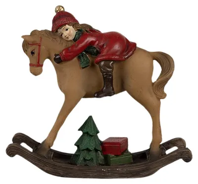 Immagine prodotto di Clayre & Eef figura decorativa cavallo a dondolo 11x4x10 cm in poliresina marrone