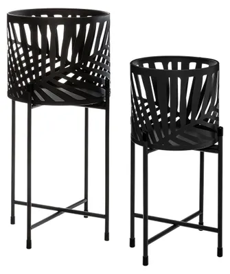 Produktbild von Atmosphera Créateur d'intérieur Blumenständer mit Übertopf 2er Set Metall schwarz 54,5 cm x 25 cm