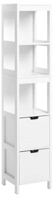 Zdjęcie produktu dla BELIANI Szafka łazienkowa stojąca słupek biała MDF 3 półki 2 szuflady 145 x 30 x 30 cm styl nowoczesny