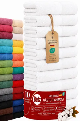 Produktbild von Betz 10 Stück Gästetücher 30x50 cm PREMIUM 100% Baumwolle Set Händehandtücher Farbe: weiß