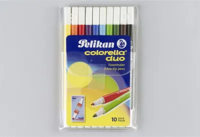 Produktbild von Pelikan Fasermaler Colorella® Duo Etui mit 10 Farben jeweils 2 Spitzen dick und dünn