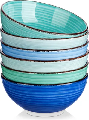 Produktbild von Schalen Set Steingut, vancasso BONITA 6-teiliges Schüsselset, Ø 16,3 cm Salatschüssel, Servierschüssel, Müslischüsseln, Suppenschalen, 820ml