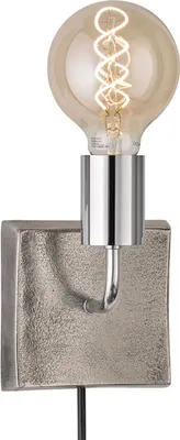 Produktbild von Wandleuchte, nickel-antik, chrom, Schnurschalter, L 12 cm