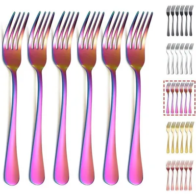 Obrázek produktu pro Vidličky na jídlo, sada 6 kusů, s titanovým povrchem, nerezová ocel, délka 20,8 cm