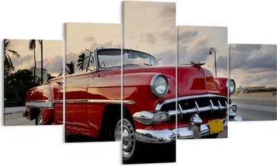 Produktbild von Bild auf Leinwand - Leinwandbild - Auto Kuba Himmel - 125x70cm - Wand Bild - Wanddeko - Wandbilder - Leinwanddruck - Bilder - Kunstdruck - Wanddekoration - Leinwand bilder - Wandkunst - EA125x70-0186
