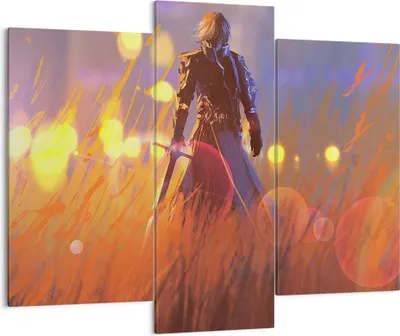 Produktbild von Bild auf Leinwand - Leinwandbild - Krieger Schwert - 130x100cm - Wand Bild - Wanddeko - Wandbilder - Leinwanddruck - Bilder - Kunstdruck - Wanddekoration - Leinwand bilder - Wandkunst - CB130x100-3819