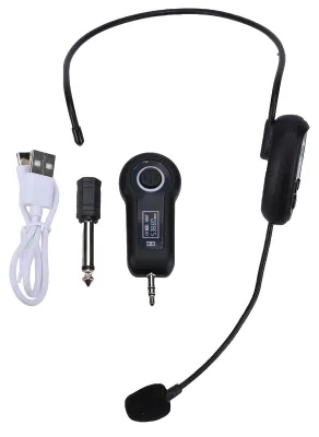 Produktbild von Funkmikrofon Headset 2,4G mit Handmikrofon 3,5mm 6,35mm Klinke für Fitness Unterricht Tourguide Vortrag Beschallung