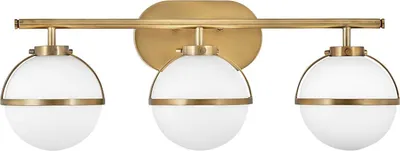 Produktbild von Wandlampe Metall Glas E14 IP44 B: 60,6 cm in Messing Antik 3-flammig Kugelschirm Jugendstil