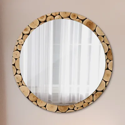 Produktbild von Wohnzimmer Spiegel - Badezimmerspiegel Wandspiegel zum Schlafzimmer – Schminkspiegel - Holz Baumstämme - Runder: Ø100cm