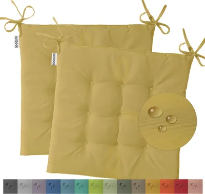 Produktbild von heimtexland 2er Pack Outdoor Stuhlkissen Sitzkissen wasserabweisend wetterfest Gartenkissen 40x40 gesteppt Gartenstuhl Gartenbank Polster Kissen UV-beständig Typ551 Senfgelb
