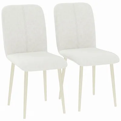 Productafbeelding van HOMCOM eethoekstoelen, set van 2, keukenstoelen met linnenlook, crème