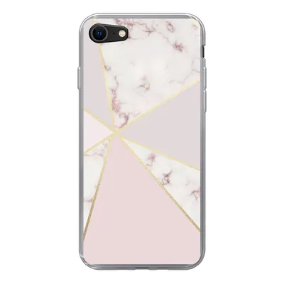 Produktbild von MuchoWow® Handyhülle Schutzhülle Hülle für iPhone SE 2020 Marmor - Gold - Rosa Silikon Softcase Handy Hülle - Kartenbesitzer