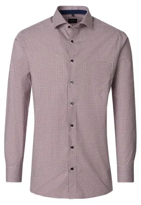 Produktbild von VENTI Herren Businesshemd Langarm Kent Comfort-Fit Rot Muster 52