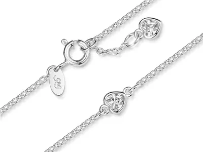 Image de SILBERKETTEN STORE Bracelet de cheville Erbse 1,6 avec deux cœurs, longueur au choix de 23 à 30 cm - 24 cm