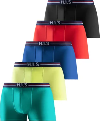 Produktbild von H.I.S. Boxer Boxershorts für Herren 5 -teilig grün, lime, blau, rot, schwarz Größe L