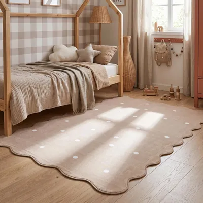 Zdjęcie produktu dla Volero - Dywan do pokoju dziecięcego - Cloudy Dots Beżowy - 80x150 cm