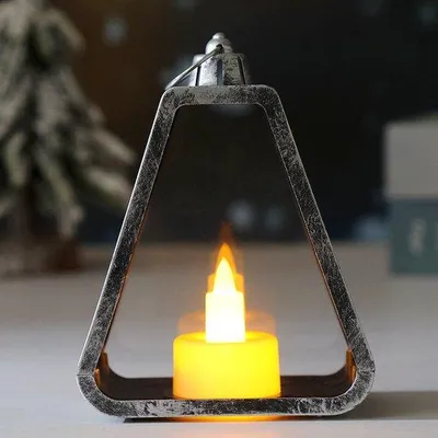 Image de Lampes de table antiques, ensemble de 3 pièces, argentées, veilleuses LED, style rustique, lampe de chevet, éclairage intérieur et extérieur, dimensions : 10 x 5,3 x 13 cm