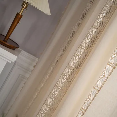 Zdjęcie produktu dla Zasłony Boho Zasłony Bawełna Linen Line Hollow Opaque Beige 150 * 160 cm (według rodzaju stosu)