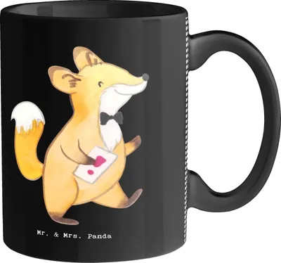 Produktbild von Mr. & Mrs. Panda Becher Unternehmensberater Herz - Schwarz - Geschenk, Tasse, Teetasse, Kaffeebecher, Kaffeetasse, schöne