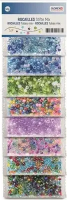 Produktbild von GLOREX Rocailles Stifte Mix 40g bunt, 10 verschiedene Farben, Glorex