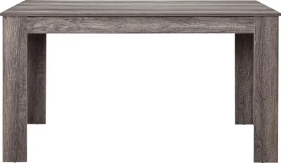 A simple, front-facing shot of a wooden dining table.