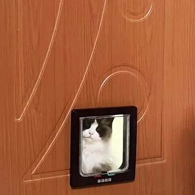 Productafbeelding van Famanu kattenluik met 4-punts vergrendeling - Kleur: Zwart, Maat: S