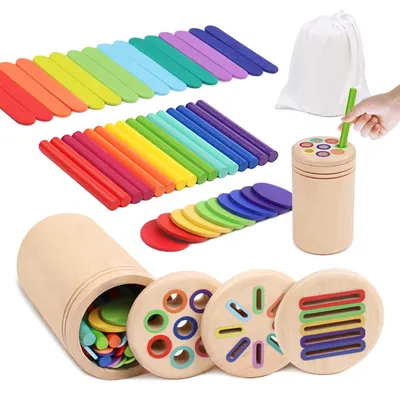 Immagine prodotto di Giocattoli Montessori per bambini: giocattoli educativi in legno per bambini piccoli dai 1 ai 3 anni