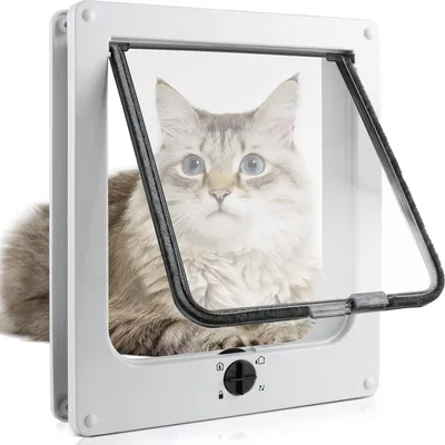 Produktbild von Famanu Katzenklappe für Hunde und Katzen mit 4-Wege-Verriegelung - Einfach zu installieren