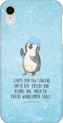 Produktbild von Mr. & Mrs. Panda Iphone XR Handyhülle Pinguin Duschen - Eisblau - Geschenk, Premium Kunststoff, Handy Case, Dusche, Tanzen, Duschkonzert, Singen, Motivation