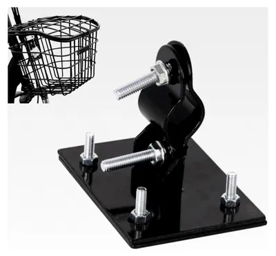 Produktbild von Fahrradkorb mit fester Halterung, Frontkorbzubehör, schwarzes Metall, Gepäckträgerhalterung, Tragkraft 5 kg