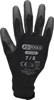 Produktbild von KS TOOLS 310.0490 Mikro-Feinstrickhandschuhe-schwarz, 7, 12 Paar