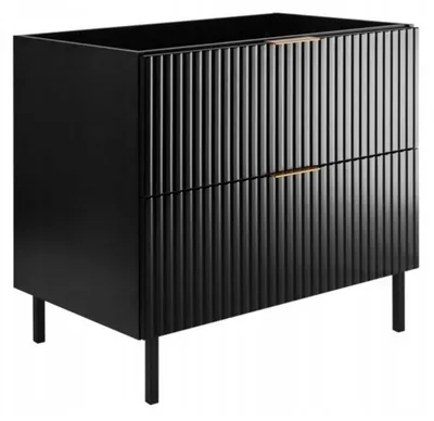 Zdjęcie produktu dla Szafka Łazienkowa Stojąca Pod Umywalkę 80X46 Cm Flisan Czarna Ryflowana